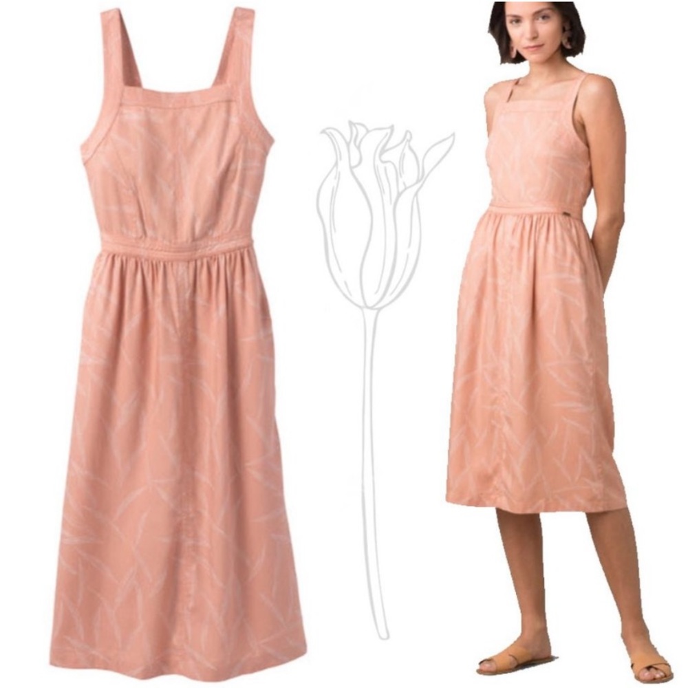 🆕 Prana Sun Drifter Dress in Color: Apple Blossom leaves • Womans Size Small